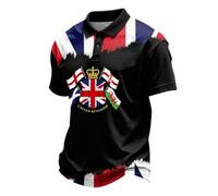 England Polo Shirts for Men Football 2026 Collared Neck Short Sleeve Great Britain Bunting Flags Print Union Jack T Shirt England Football Jersey Tops Breathable Fans Shirts