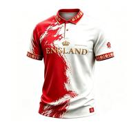England Polo Shirts for Men Football 2026 Collared Neck Short Sleeve Great Britain Bunting Flags Print Union Jack T Shirt England Football Jersey Tops Breathable Fans Shirts (005-White, M)