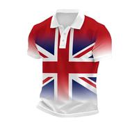 England Polo Shirts for Men Football 2026 Short Sleeve Collared Neck Great Britain Bunting Flags Print Union Jack T Shirt England Football Jersey Tops Breathable Fans Shirts (007-Red, 5XL)