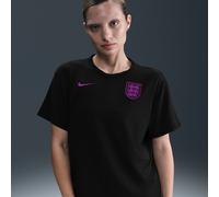 England Relaxed Women's Nike One Dri-FIT Football Short-Sleeve Top - Black - Polyester/Cotton/Elastane L (UK 16-18)