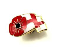 England Remembrance St George English Poppy Flag World War Metal Enamel Pin Badge