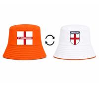 England Reversible Bucket Hat, Unisex, Polyester, St George's Cross, Red and White, 56-58cm, for Football, World Cup, Euros, Outdoor Events Holidays (Orange/White, England (It's Coming Home))