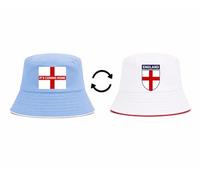 England Reversible Bucket Hat, Unisex, Polyester, St George's Cross, Red and White, 56-58cm, for Football, World Cup, Euros, Outdoor Events Holidays (Sky Blue/White, England (It's Coming Home))