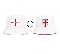 England Reversible Bucket Hat, Unisex, Polyester, St George's Cross, Red and White, 56-58cm, for Football, World Cup, Euros, Outdoor Events Holidays (White/White, England (It's Coming Home))
