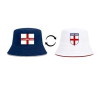 England Reversible Bucket Hat, Unisex, Polyester, St George's Cross, Red and White, 56-58cm, for Football, World Cup, Euros, Outdoor Events Holidays (Navy/White, England (It's Coming Home))