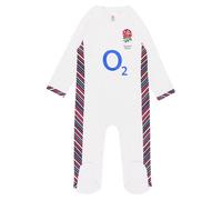 England RFU Rugby Baby Sleepsuit | White | 2024/25 (UK, Age, 3 Months, White)