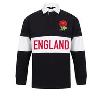 England Rose Contrast Panel Stripe Rugby Shirt Classic Vintage Style in Blue with Long Sleeves Best Gift for Unisex Adults (XXL)
