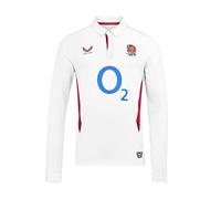 England Rugby Castore Men's Home Classic Long Sleeve Shirt, Brilliant White/Lipstick Red, S