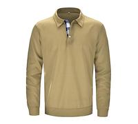 England Rugby Long Sleeve Polo Shirts for Men - Golf T Shirts Size Large & XL - Pink, Black (Khaki)