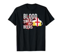 England Rugby Supporters Blood Sweat And Beers Funny Rugby T-Shirt