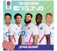 England Rugby Union Calendar 2026 Square Wall Calendar Gift Present with FREE Organising Stickers Included