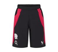 England Rugby Unisex Performance Long Line Shorts, Castore Black/Persian Red, 9 Years