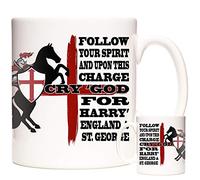 England Saint George Gift Mug. St Georges Cross and Slogan. Microwave and Dishwasher Safe.