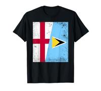 England Saint Lucia Half Flag English Lucian Pride T-Shirt