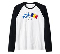 England Scotland Crossed Flags Scottish Romanian Friendship Raglan Baseball Tee