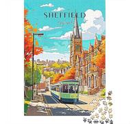 England Sheffield Travel 1000 Piece Jigsaw Puzzle, Historic Square Architecture, 1000 Pieces for Adults, for Families, Relaxing Challenge, 38x26cm/1000pcs