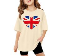 England Shirt, Union Jack T Shirt: Soft Kids England Shirts Breathable Lightweight British-Style Festival Tops Casual Comfortable Festive British Flag Clothes Beige 14 Years