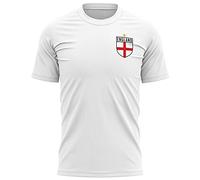 England Shirts for Men - England Flag Badge Retro T Shirt - Football Country European 2021 Supporters Red White Lion Tee Him - 2020 English Tournament Footy Soccer Top, M, White