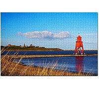 England South Shields Lighthouse Jigsaw Puzzle For Adults 1000 Piece Wooden Travel Gift Souvenir 38x26CM