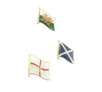 England St Georges Cross Wales Welsh Red Dragon Cymru Scotland Scottish Saltire Metal Enamel Country Flag Pin Badge Pack of 3