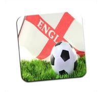 England St Georges Flag with Football in Grass Single Coaster