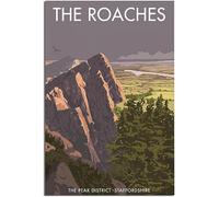 England Staffordshire The Roaches Peak District Art Print Vintage Travel Poster Retro Wall Art Canvas Poster Home Decor Room Decor Unframed 30x45cm