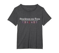 England - Stockton-on-Tees T-Shirt, Women's Plus, Dark Heather Grey, 1X