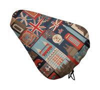 England Symbols Padded Bike Seat Cushion with Drawstring Soft Comfort Waterproof Bicycle Seat Cover, Wide Saddle Protection Covers Protector for Men Women for Exercise Mountain Road Bikes