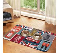 England Symbols print Cats Pet Bowl Placemat Pet Feeding Mats for Dogs, Non-Slip PU Leather Tablecloth for Pets