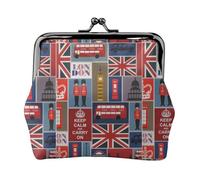 England Symbols Print Charm and Versatile Coin Purse Exquisite Waterproof Kiss Lock Wallet for Keys Cards