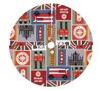 England Symbols Print Christmas Tree Skirt Holiday Decor Xmas Trees Mat Accessory Cover For Home Office