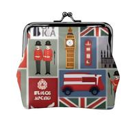 England Symbols Print Compact Coin Purse Exquisite Kiss Lock Wallet Cute Mini Pouch Coins Cards Wallet