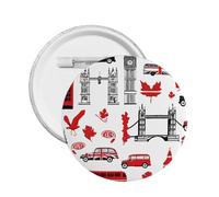 England Symbols -Print Custom Round Enamel Pin - Alloy Metal Lapel Badge For Jacket, Bag, Gift Idea.