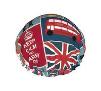 England Symbols Print Double Layer Reusable Shower Cap Lightweight And Soft Bath Cap For Women