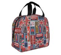 England Symbols Print Foldable Insulated Lunch Bag Meals Snacks Beverages Boys Girls Teenagers Picnics