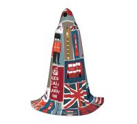 England Symbols Print Hooded Wizard Robe Halloween Cloak Medieval Renaissance Cosplay Christmas Party Outfits