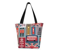 England Symbols Print Lightweight Shoulder Bag Beach Fashion Handbag Travel Work Functional Accessory