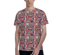 England Symbols Print Men Short Sleeve Crew Neck T-Shirt Stylish Casual Summer Various Occasions Wear Black