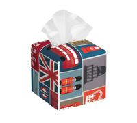England Symbols Print Square Tissue Box Cover,Leather Tissue Boxes Organizer Holder Decor for Bathroom