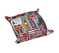 England Symbols Print Storage Tray,Desktop Storage Tray, Foldable Catchall Organizer For Bedroom