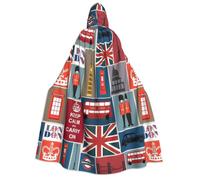 England Symbols print Unisex Medieval Viking Hooded Cape Cloak for Halloween Cosplay, Christmas Party Costume Outfits