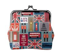 England Symbols Print Vintage Leather Change Purse Elegant Small Coin Purse for Women Coin Pouch Wallet Mini