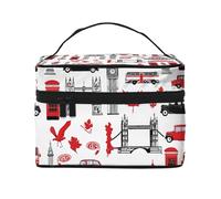 England Symbols -Print Waterproof Cosmetic Bag for Travel & Gym - Large Makeup Organizer Compartments, Premium Twill Fabric, Leak-Proof Design