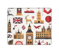 England Symbols Printed Gaming Mouse Pad 12x10 Inches, Non-Slip Rubber Base Laptop Mousepad Desk Mat with Stitched Edges for Gamer, Office, Home