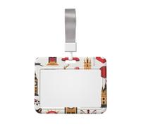 England Symbols Printed ID Badge Holder with Lanyard, Clear Plastic Badge Holder for Work, School, Hospital, Security - Water Resistant & Dirt Proof