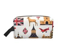 England Symbols Printed Makeup Bag Travel Portable Cosmetic Bag Large Capacity Makeup Case Toiletry Handbag Organiser for Women