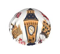England Symbols Printed Shower Cap,Waterproof Shower Cap For Women Reusable Shower Hat Bath Caps With Elastic Band