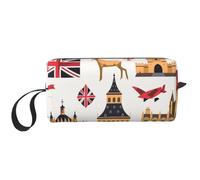 England Symbols Printed Travel Makeup Bag Portable Cosmetic Bag Makeup Case Toiletry Handbag Organiser for Women