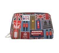 England Symbols Printed Zippered Toiletry Bag, Wide Open Storage Case for Personal Care Items and Cosmetics