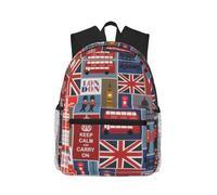 England Symbols Stylish Travel Backpack Lightweight Water Protection Laptop Backpack for College Business Work Black, One Size, Black, Rozmiar uniwersalny